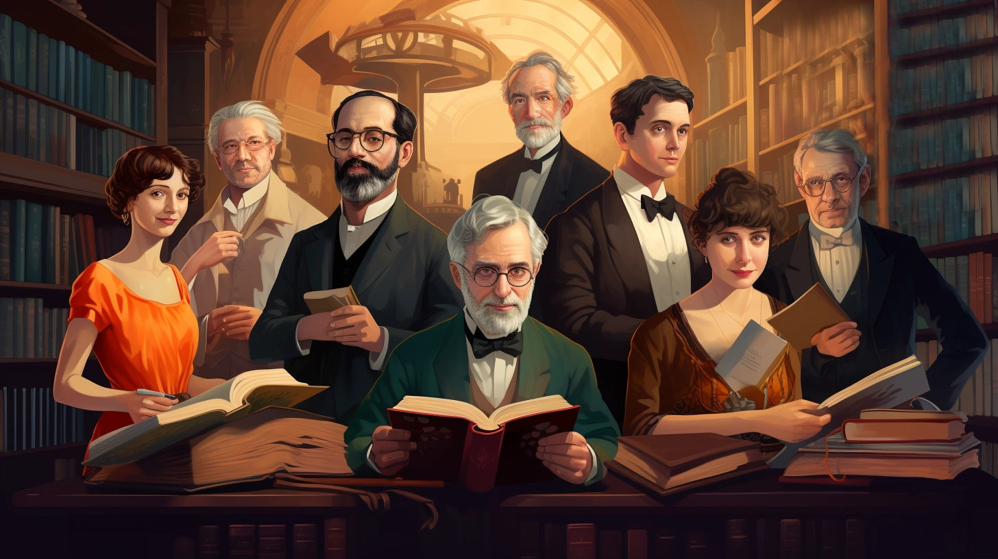 Illustrazione di alcuni autori di una casa editrice
