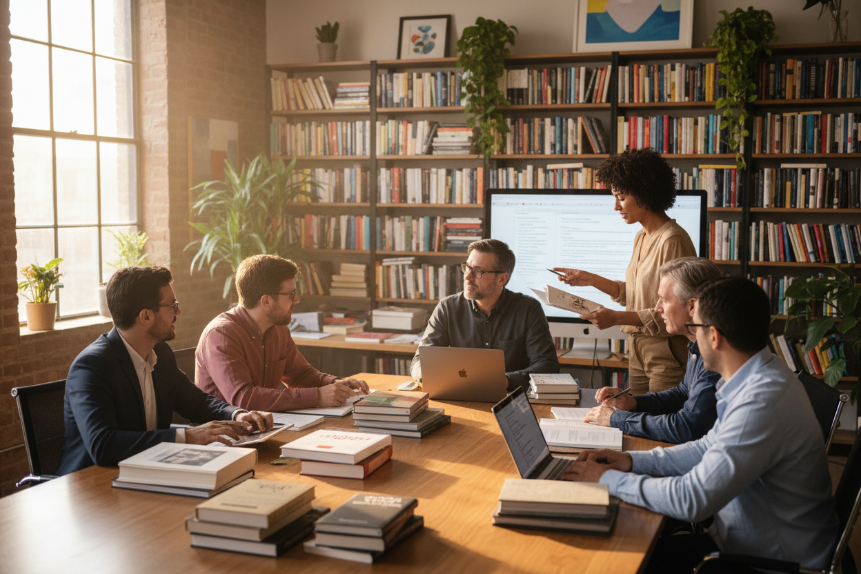 il team di una casa editrice che lavora alla pubblicazione di un libro